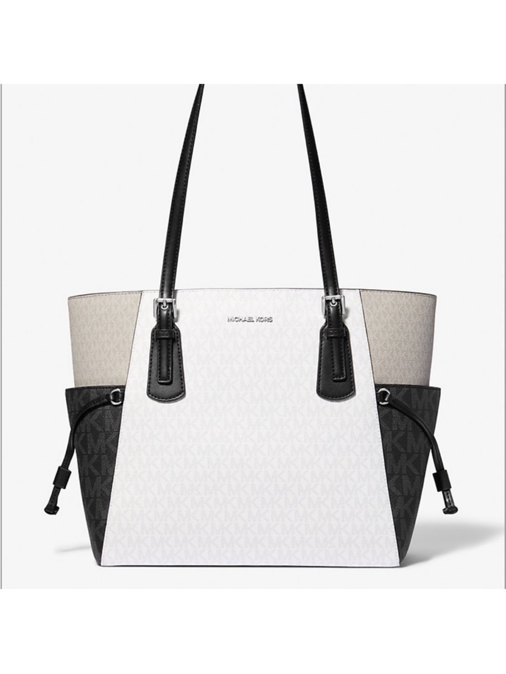MICHAEL KORS Voyager Large Color-Block Signature Logo Tote Shoulder Bag - Picture 6 of 12